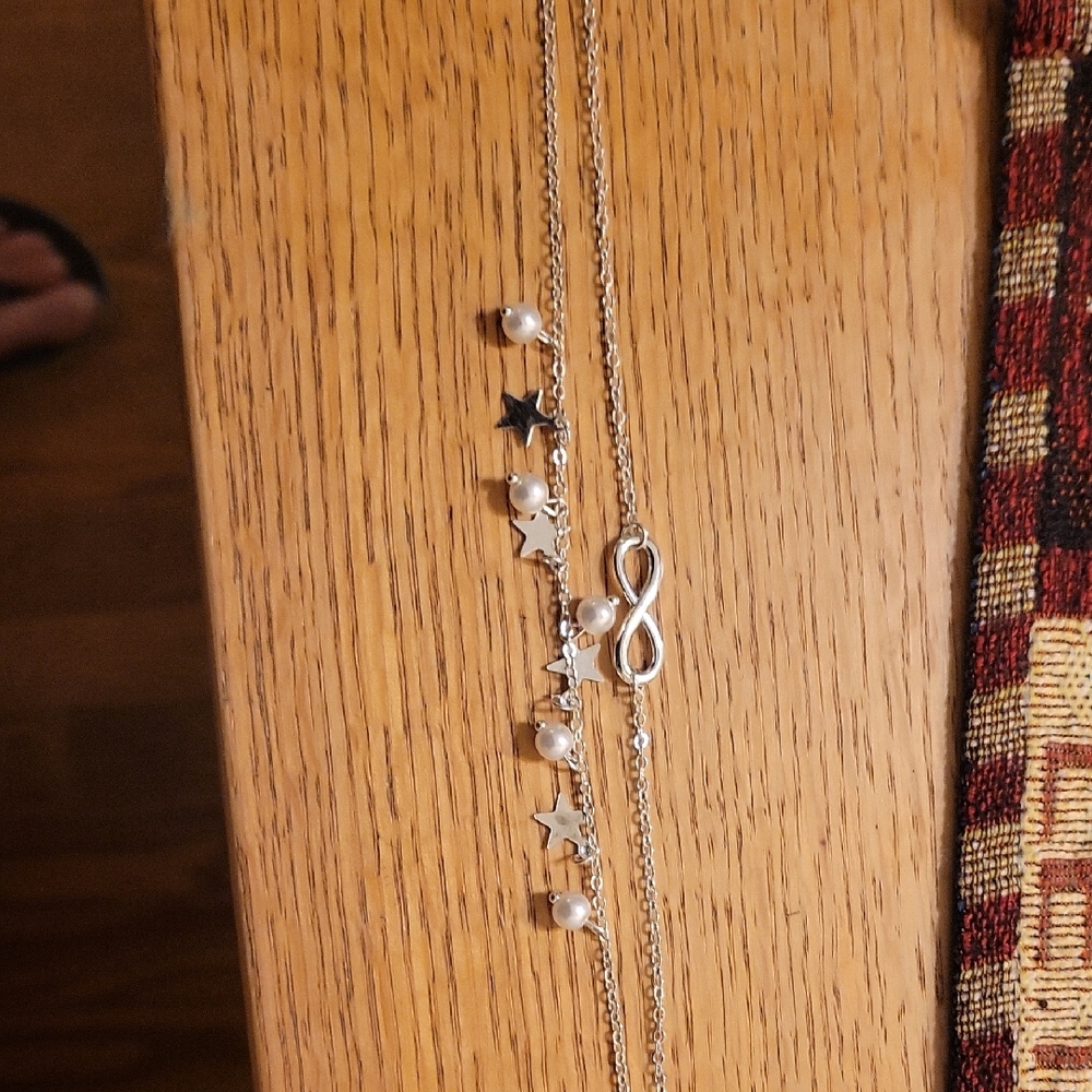Silver Infinity and Star Charm Ankle Braclet